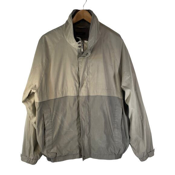 CLAIBORNE Outerwear Mens Microfiber Full Zip Jacket Khaki Gray Large Lightweight - Picture 1 of 12